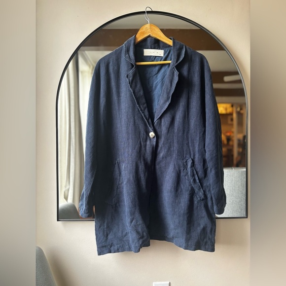 Linenfox Dark Blue Women's Blazer - Picture 1 of 5